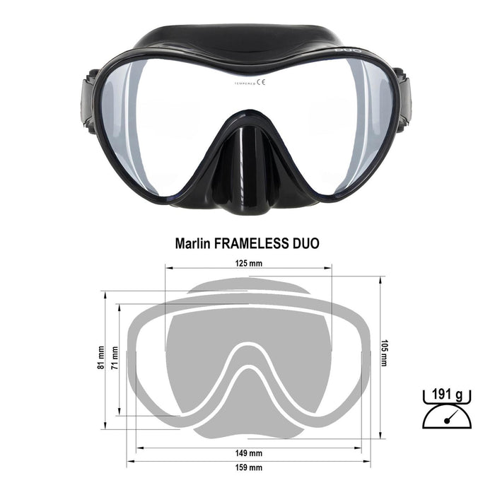 Tauchmaske Frameless Duo Schwarz Marlin 10305