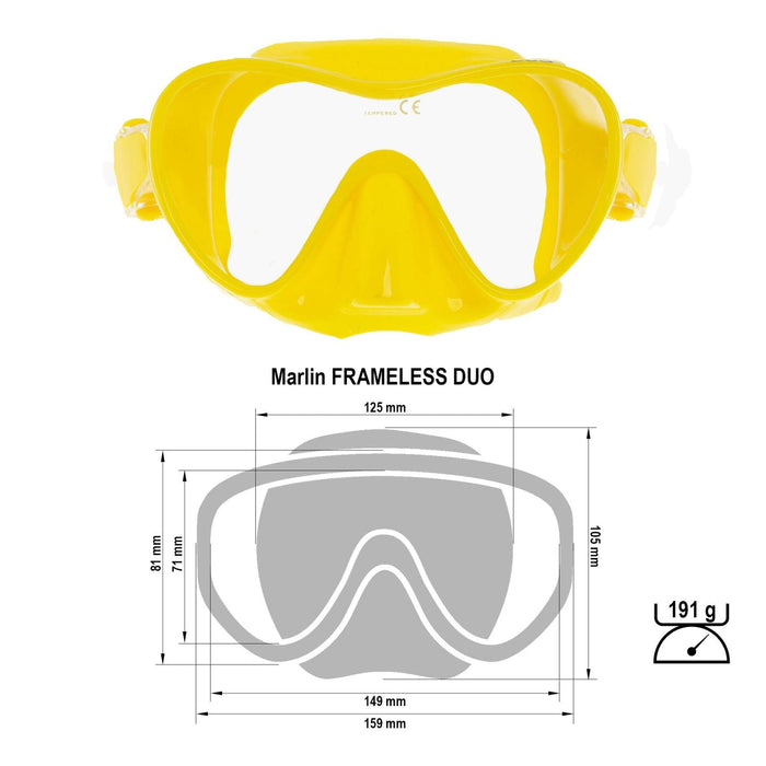 Tauchermaske Frameless Duo Gelb Marlin 11536