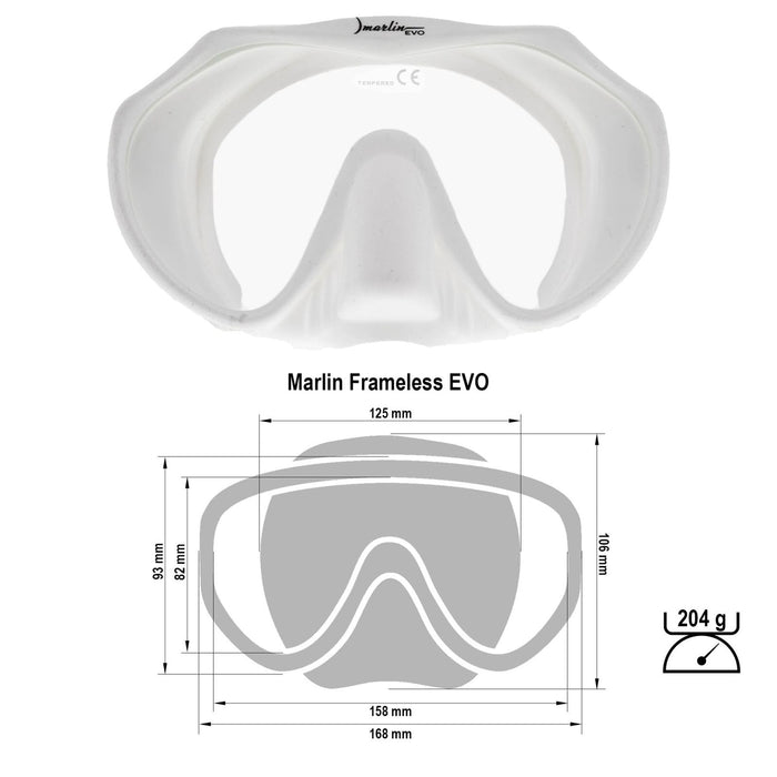 Schnorchelmaske Rahmenslos Evo Weiß Marlin 117441