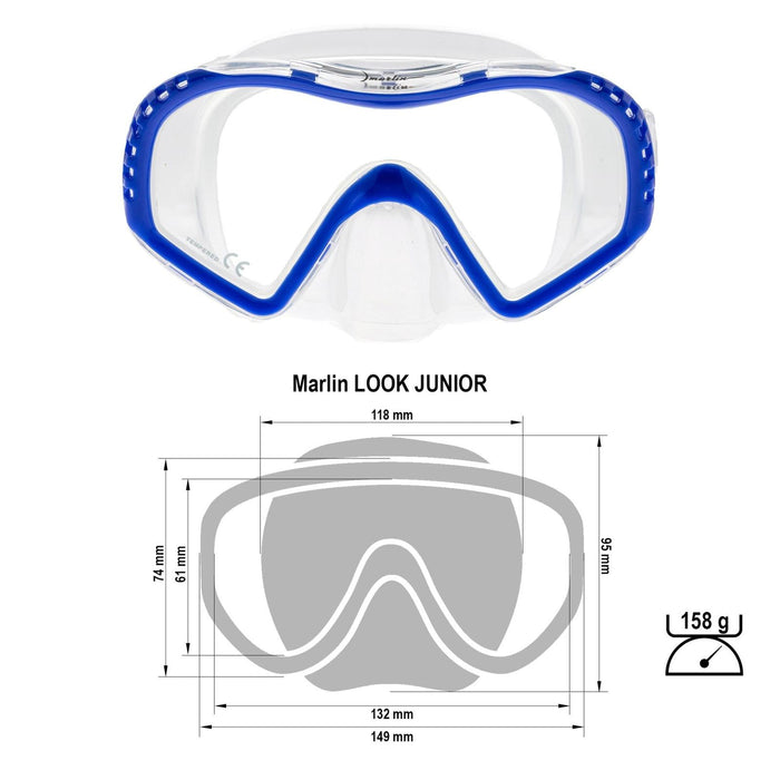 Schnorchelmaske Look Kinder Blau-Klar Marlin 117442