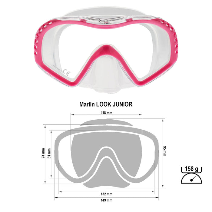 Schnorchelmaske Look Kinder Pink-Klar Marlin 117443
