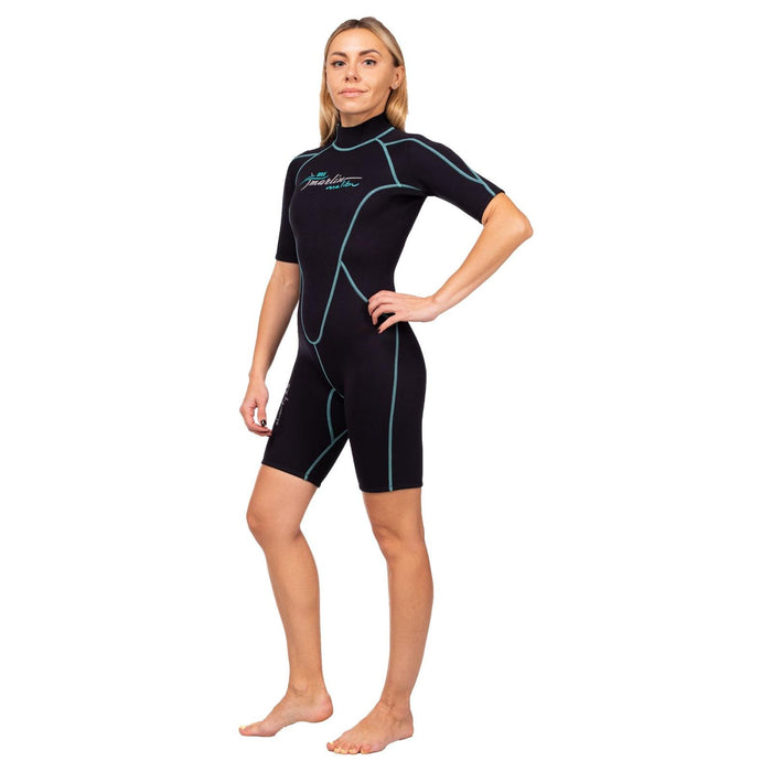 Shorty Neoprenanzug Malibu Damen 2.5mm Schwarz-Aqua Blau Größe XXS Marlin 118333