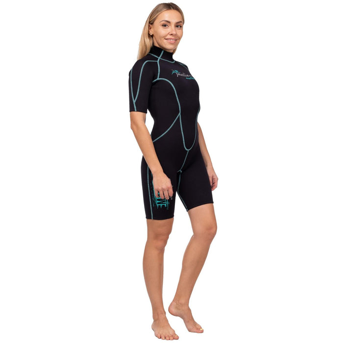 Shorty Neoprenanzug Malibu Damen 2.5mm Schwarz-Aqua Blau Größe XXS Marlin 118333