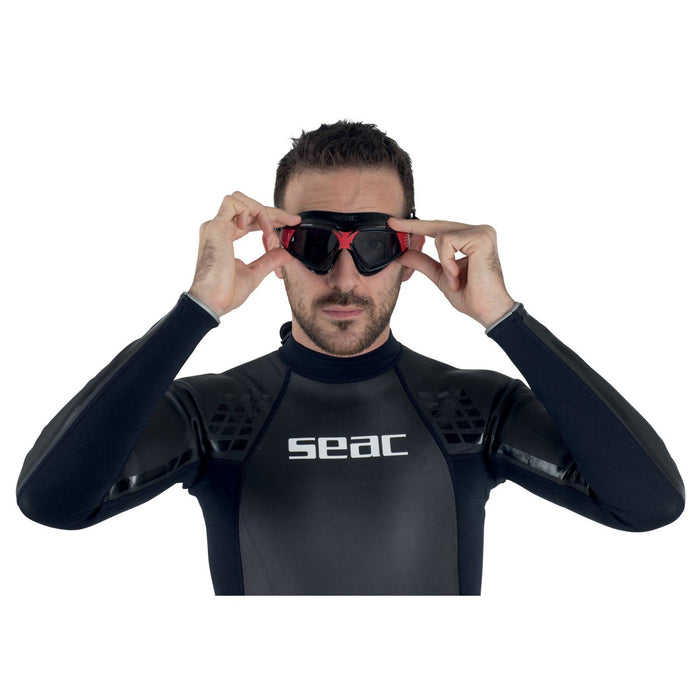 Schwimmmaske Sonic Schwarz-Rot Rauchige Linsen Seac 152-30NR-SBL