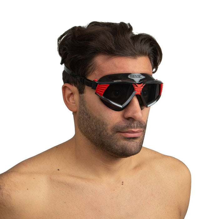 Schwimmmaske Sonic Schwarz-Rot Rauchige Linsen Seac 152-30NR-SBL
