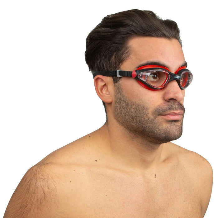 Schwimmbrille Ritmo Schwarz-Rot Klare Linsen Seac 152-37NR