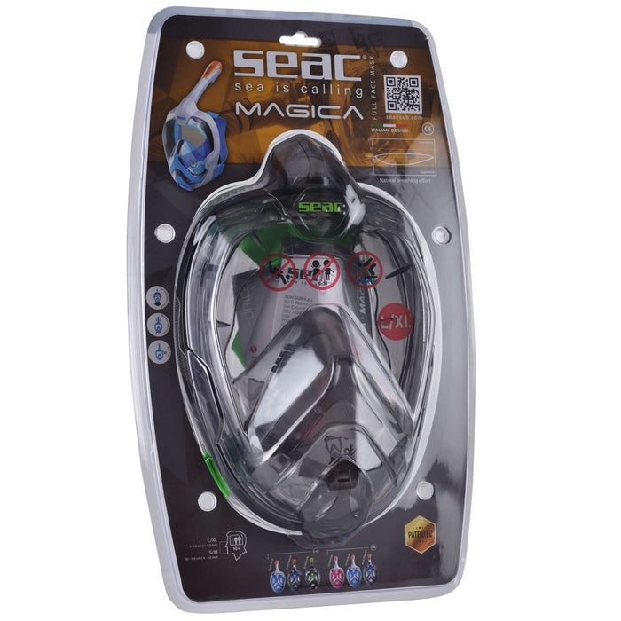 Schnorchel Vollgesichtsmaske Magica Grau-Transparent-Limette L-XL Seac 170-9FL-SLT