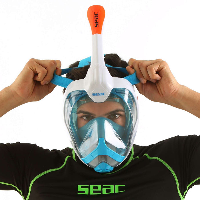 Schnorchel Vollgesichtsmaske Magica Weiß-Blau-Orange L-XL Seac 170-9WO-SLT