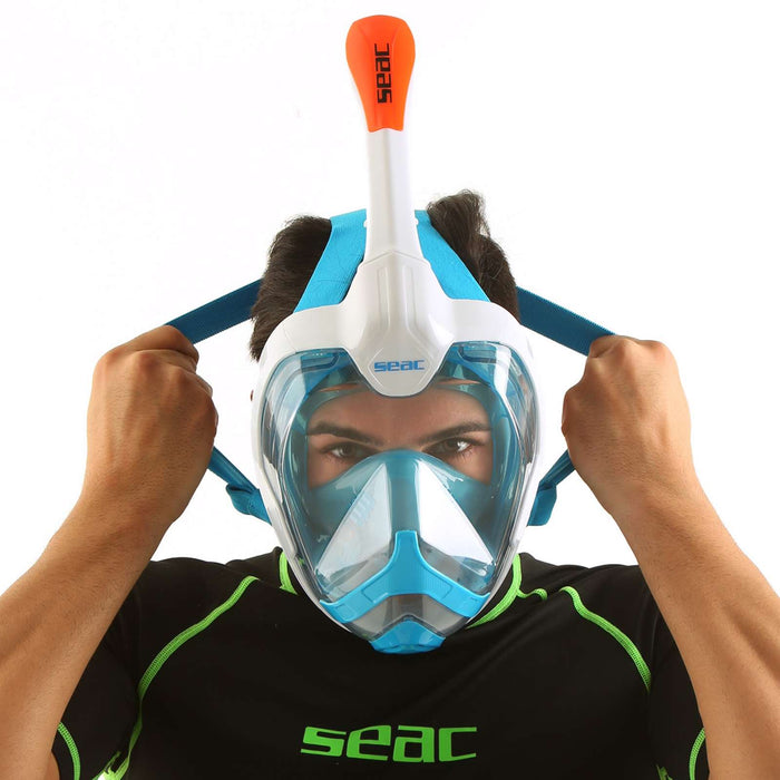 Schnorchel Vollgesichtsmaske Magica Weiß-Blau-Orange L-XL Seac 170-9WO-SLT