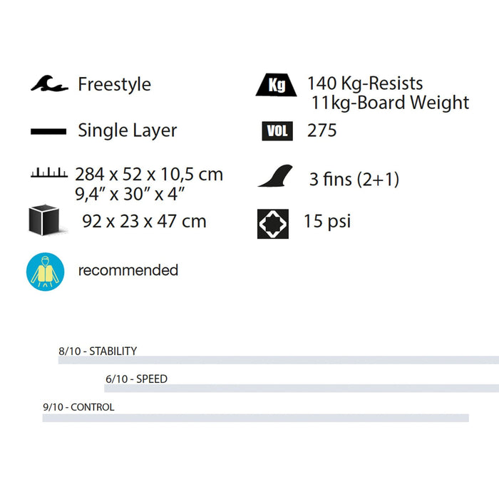 Paddle Surfboard Freestyle 9'4" 275l Kohala 1700