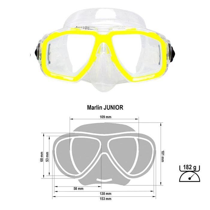 Schnorchelmaske Junior Kinder Gelb-Klar Marlin 213133