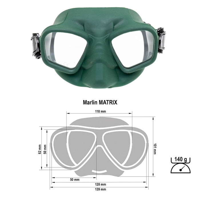 Schnorchelmaske Matrix Grün Marlin 213171