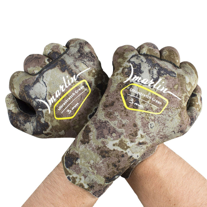 Tauchhandschuhe Ultrastretch 3mm Grün-Camo Größe S Marlin 213183