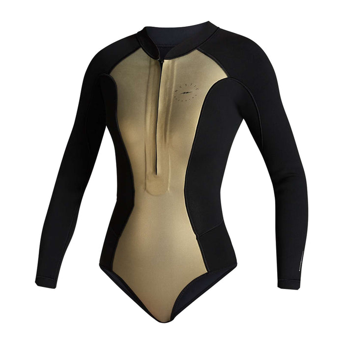 Shorty Neoprenanzug Sway Frau Langarm 2-2mm Front-Reißverschluss Schwarz-Gold L Mystic 35000_220091_967_L