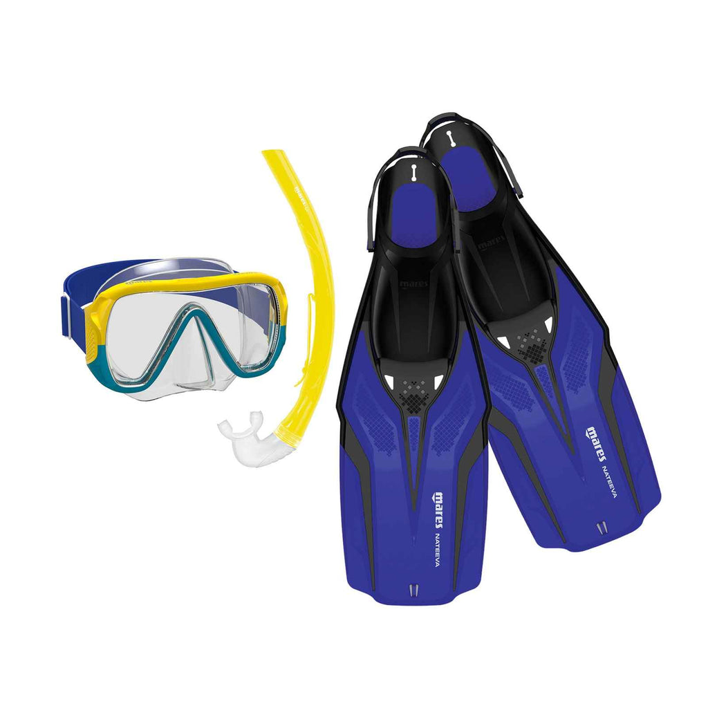 Schnorchel-Set Nateeva Keewee Kinder Blau XS 4-14 Jahre Mares 410758SPBLXS
