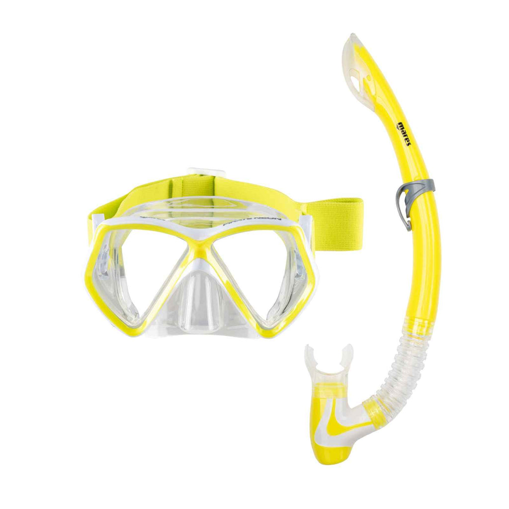 Schnorchel-Set Pirate Neon Kinder Gelb-Weiß-Klar 8-14 Jahre Mares 411788BBYLWCL