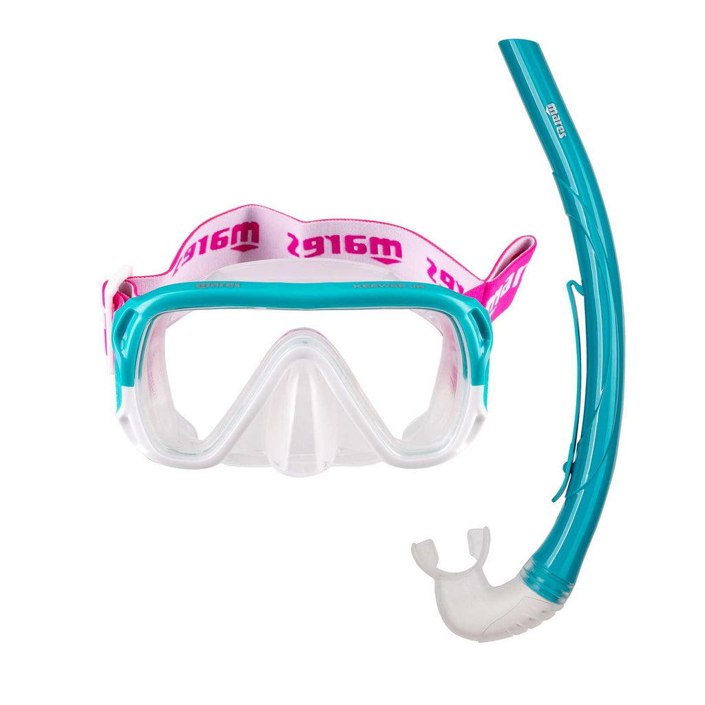 Snorkelset Keewee kinderen aqua-wit-transparant 8-14 jaar Mares 411811SFAQWCL