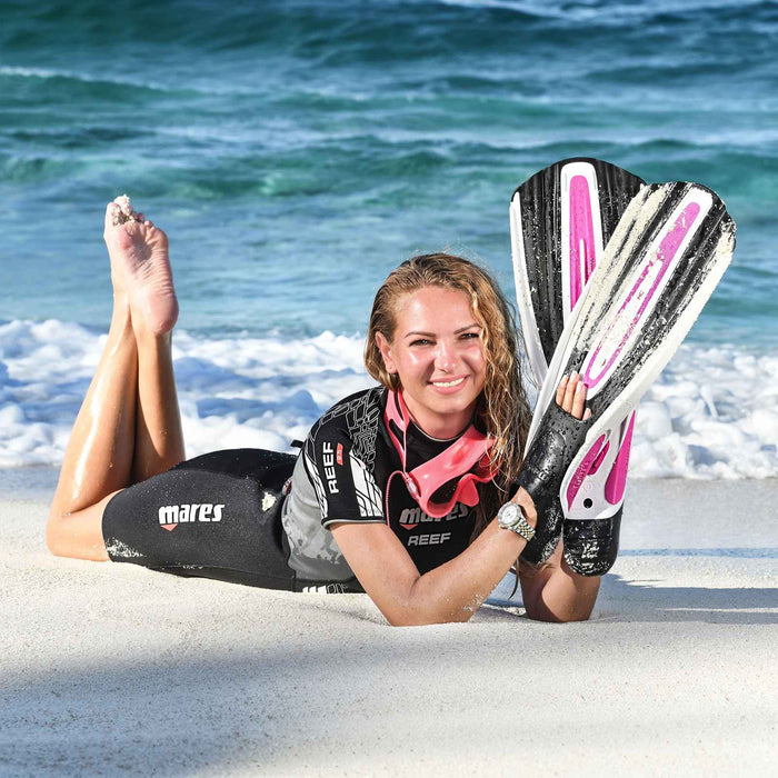 Korte wetsuit Reef Shorty dames 2,5 mm zwart-grijs-wit maat 2-S Mares 412385S2