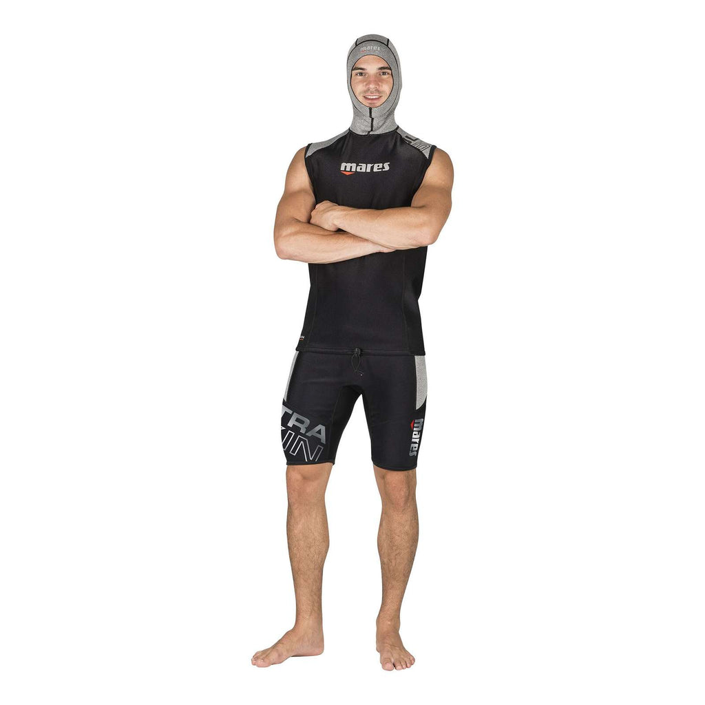 Sottotuta da immersione Ultraskin smanicato con cappuccio Uomo Nero-Grigio M Mares 412391-M