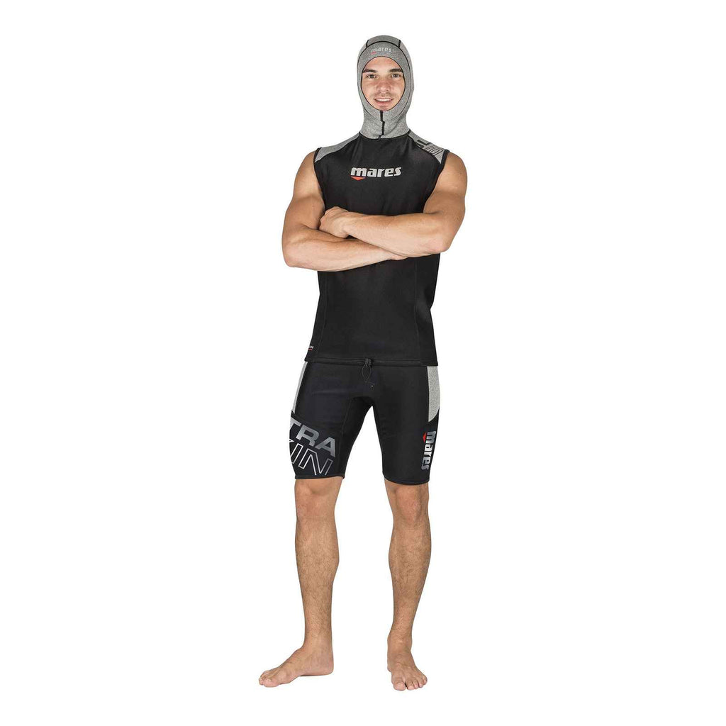 Sottotuta da immersione Ultraskin smanicato con cappuccio Uomo Nero-Grigio S Mares 412391-S