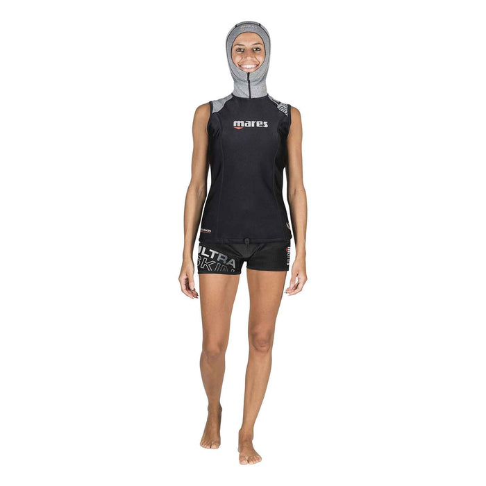 Tauch-Unterzieher Ultraskin Ärmellos mit Kapuze Damen Schwarz-Grau M Mares 412399M