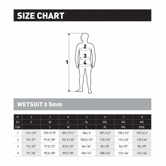 Volledig wetsuit Flexa Heren 8-6 mm Zwart-Grijs ML-Lang Mares 4124314L