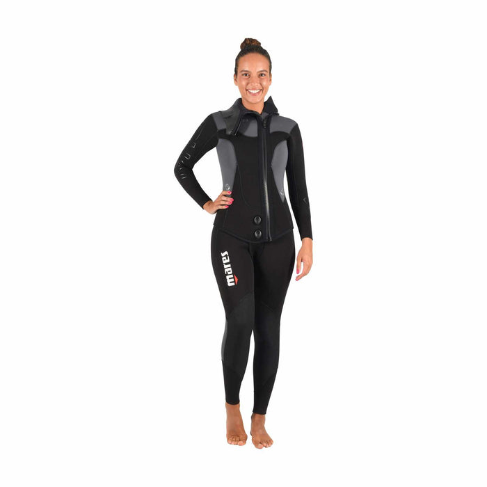 Traje de neopreno completo Dual Mujer 5mm negro-gris Talla 1-XS Mares 412444BKS1