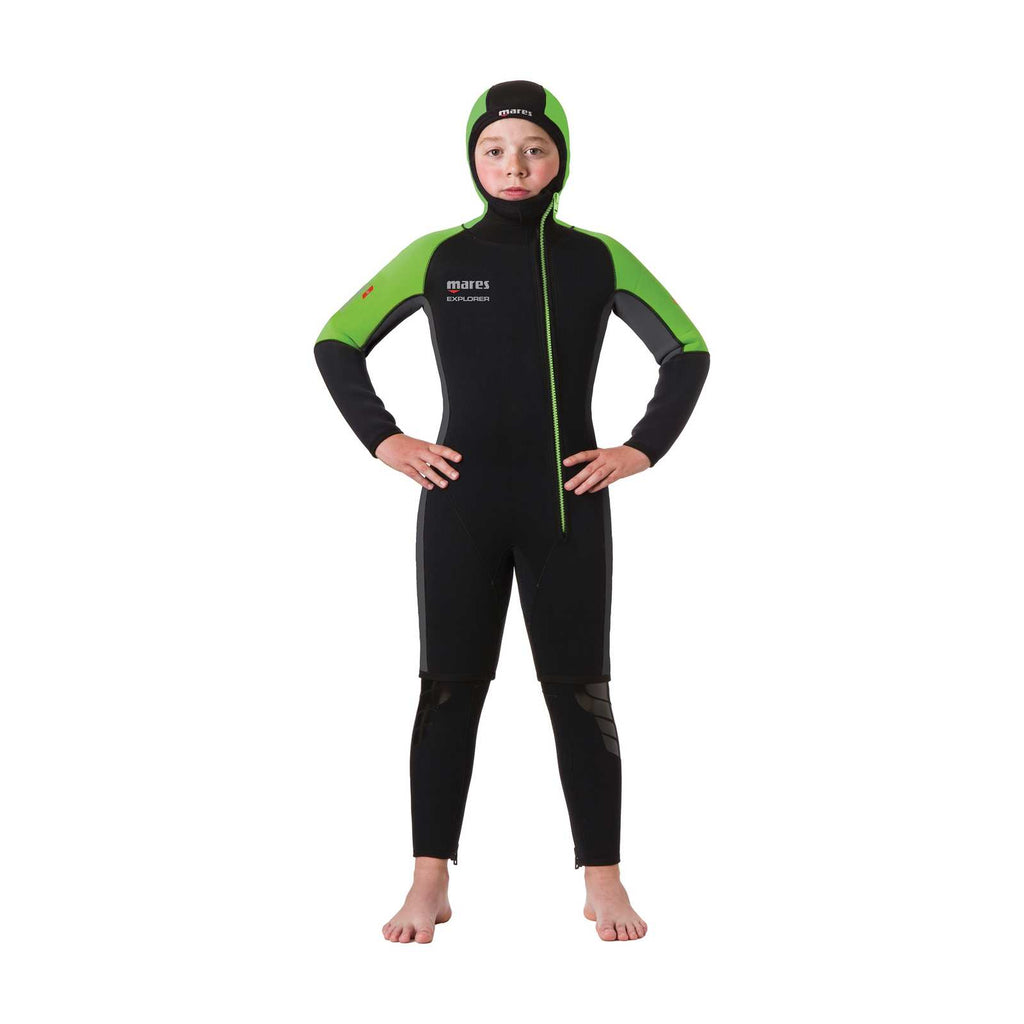 Wetsuit Explorer 5 Jack Kinderen Zwart-Limoen 12 Jaar Mares 412445-1