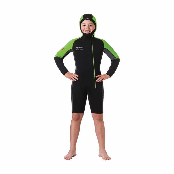 Wetsuit Explorer 5 Jack Kinderen Zwart-Limoen 14 Jaar Mares 412445S0