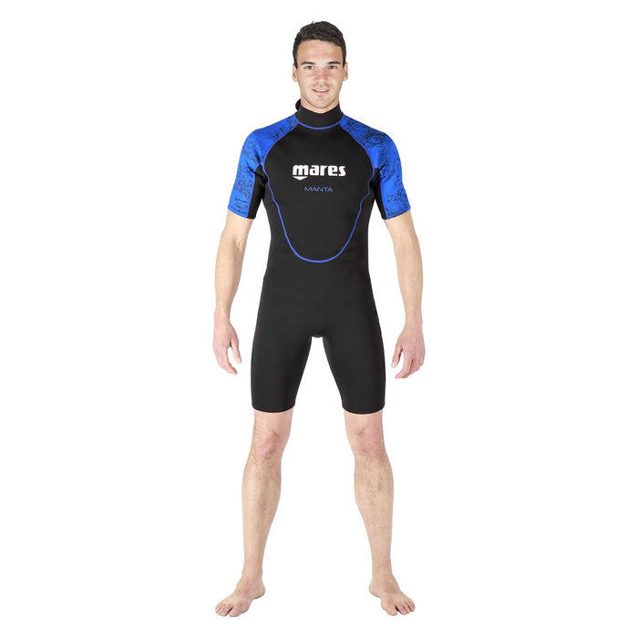 Snorkelen Wetsuit Shorty Manta Man Zwart-Blauw Maat 2 Mares 412458S2