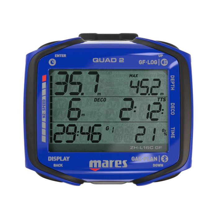Duikcomputer Quad 2 Blauw Mares 414152BL