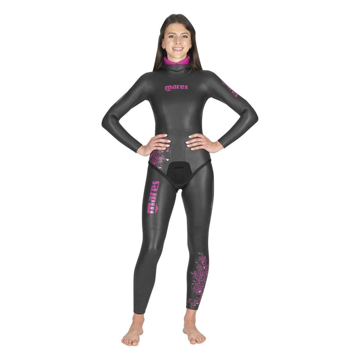 Apnoe-Neoprenjacke Prism Skin Damen 5 mm Schwarz-Pink Größe 5 Mares 422324S5