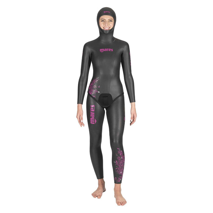 Apnoe-Neoprenjacke Prism Skin Damen 5 mm Schwarz-Pink Größe 5 Mares 422324S5