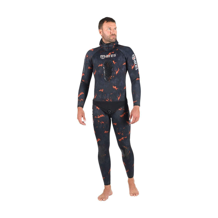 Speervissen Wetsuit Jas Explorer Lava 50 5mm Camo-Oranje Maat 3 Mares 422502S3