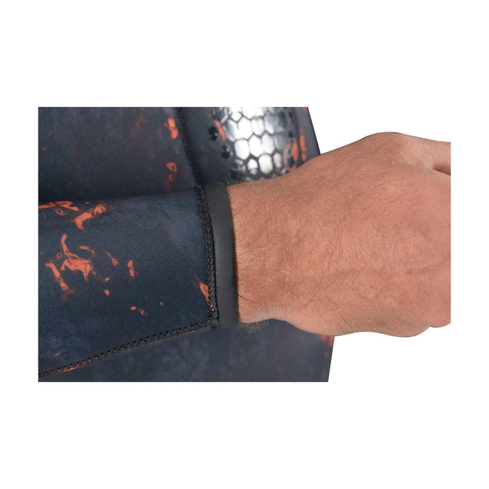 Speervissen Wetsuit Jas Explorer Lava 50 5mm Camo-Oranje Maat 3 Mares 422502S3