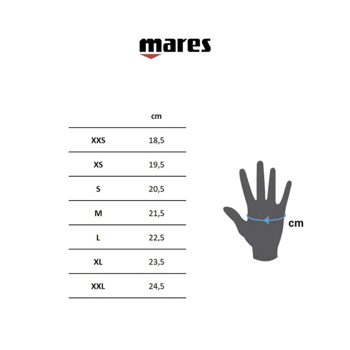 Apnoe-Handschuhe 2,5-4,5-5,5mm Schwarz L-XL Mares 422676L-XL