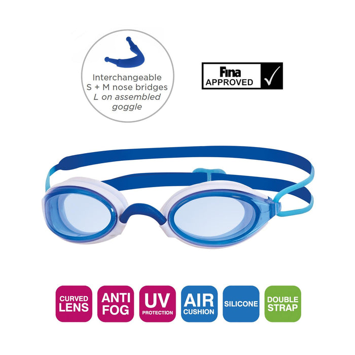 Schwimmbrille Fusion Air Blau-Weiß Tönung-Blau Linsen Zoggs 461012BLWHTBL