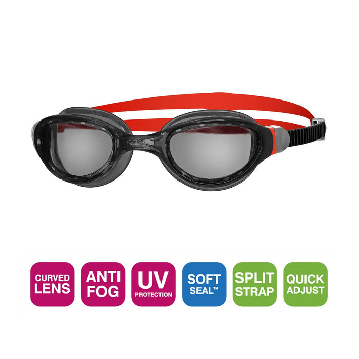 Schwimmbrille Phantom 2.0 Schwarz-Rot Tönung-Rauch Linsen Zoggs 461031BKRDTSM