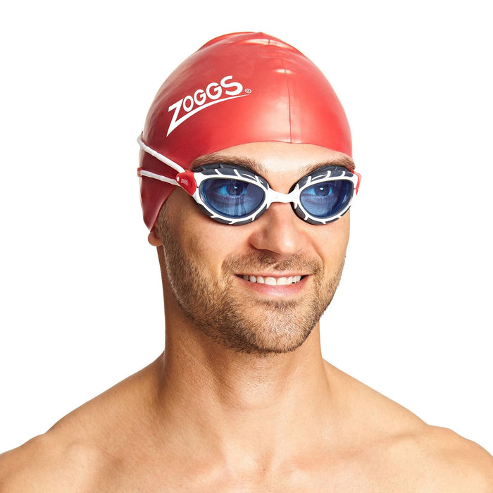 Schwimmbrille Predator Weiß-Rot Tönte-Blau Linsen Standard Zoggs 461037WHRDTBLR