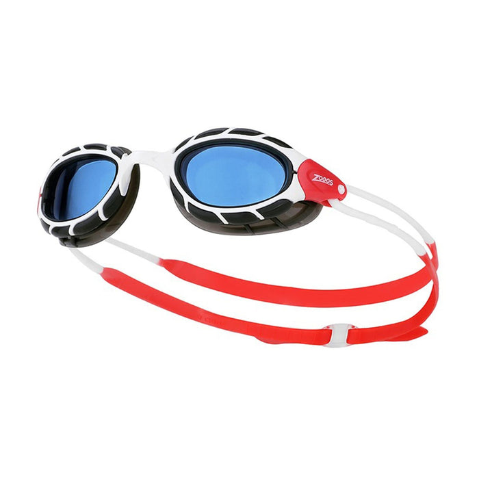 Schwimmbrille Predator Weiß-Rot Tönte-Blau Linsen Standard Zoggs 461037WHRDTBLR
