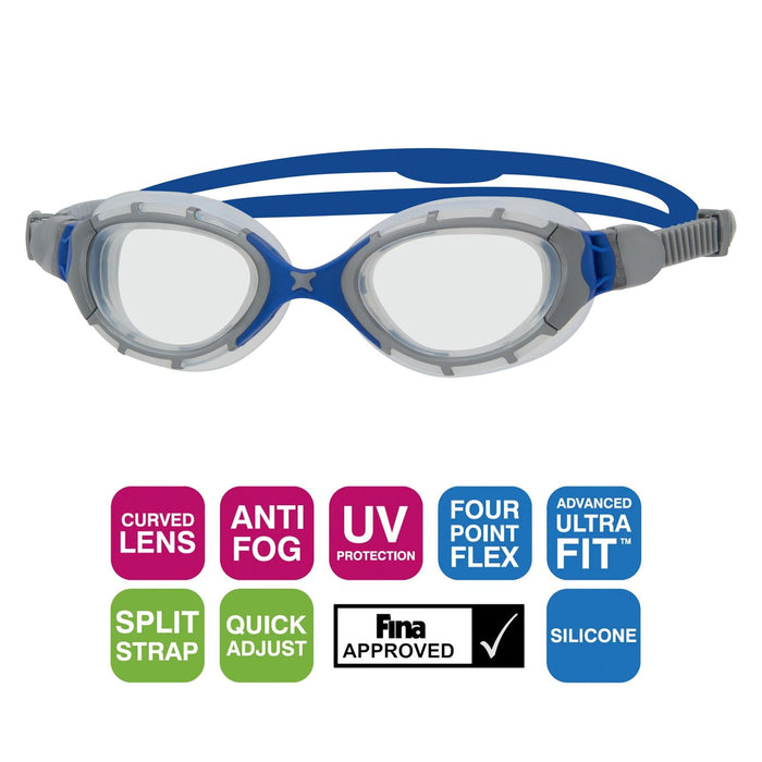 Schwimmbrille Predator Flex Grau-Blau-Klar Standard Zoggs 461041GYBLCLRR