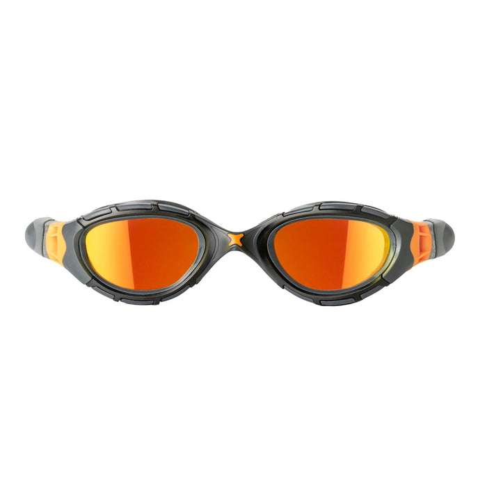 Schwimmbrille Predator Flex Titan Grau-Schwarz Verspiegelte-Orange Linsen Klein Zoggs 461054GYBKMORS