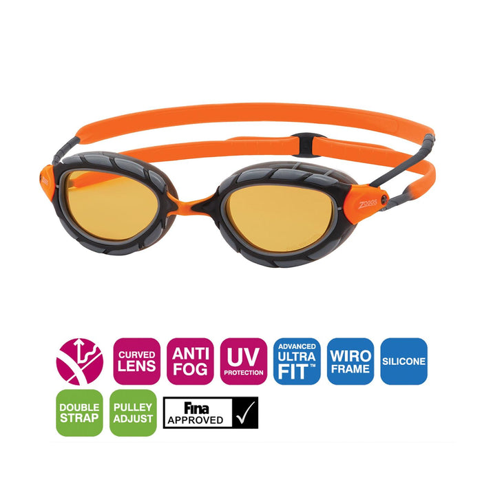 Schwimmbrille Predator Polarisierend Ultra Grau-Orange Klein Zoggs 461058GYORPCPS
