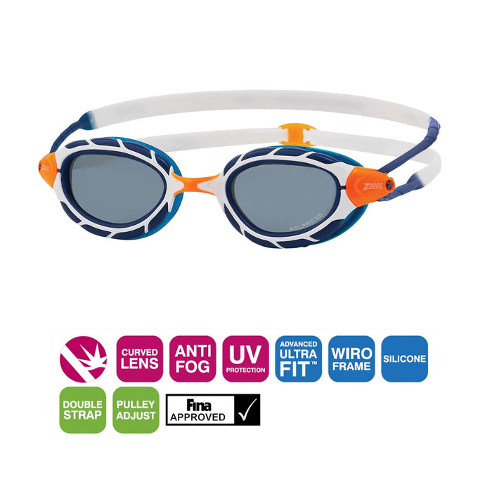 Schwimmbrille Predator Polarisierend Blau-Weiß-Raucht Klein Zoggs 461060BLWHPSMS