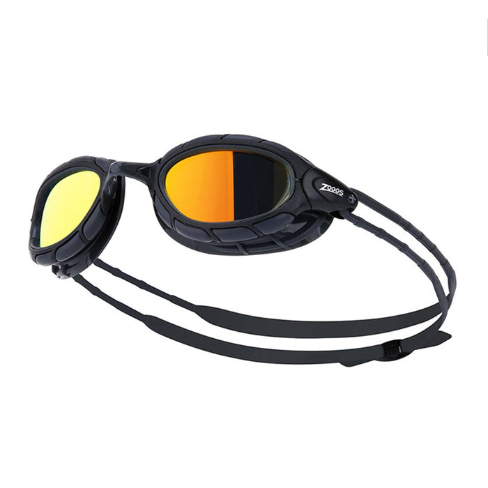 Schwimmbrille Predator Titan Grau-Schwarz Verspiegelte-Orange Linsen Standard Zoggs 461065GYBKMORR
