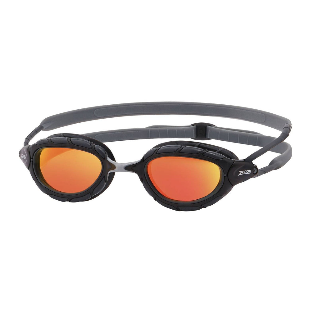Schwimmbrille Predator Titan Grau-Schwarz Verspiegelte-Orange Linsen Klein Zoggs 461065GYBKMORS