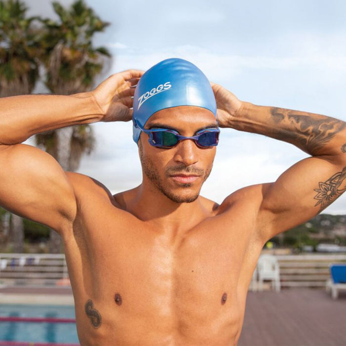 Schwimmbrille Raptor Hcb Titan Blau-Grau Verspiegelte-Dunkel-Blau Linsen Zoggs 461085BLGYMDB