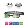 Schwimmbrille Raptor Hcb Titan Grau-Schwarz Verspiegelte-Blaue Linsen Zoggs 461085GYBKMBL