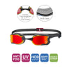 Schwimmbrille Raptor Hcb Titan Grau-Schwarz Verspiegelte-Rote Linsen Zoggs 461085GYBKMRD