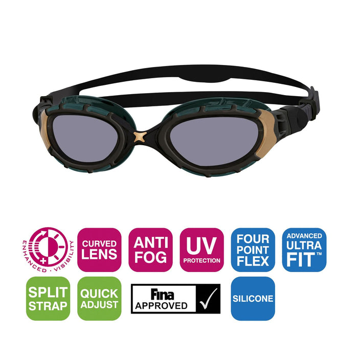 Schwimmbrille Predator Flex Titanium Reactor Schwarz-Gold Regular Zoggs 461089BKGORTIR